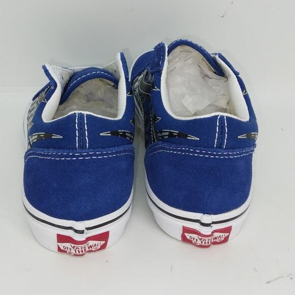 VANS OLD SKOOL Boys NEW Reflective Checkered Flame Blue Sneakers - sz. 2 1/2Y - Picture 4 of 6